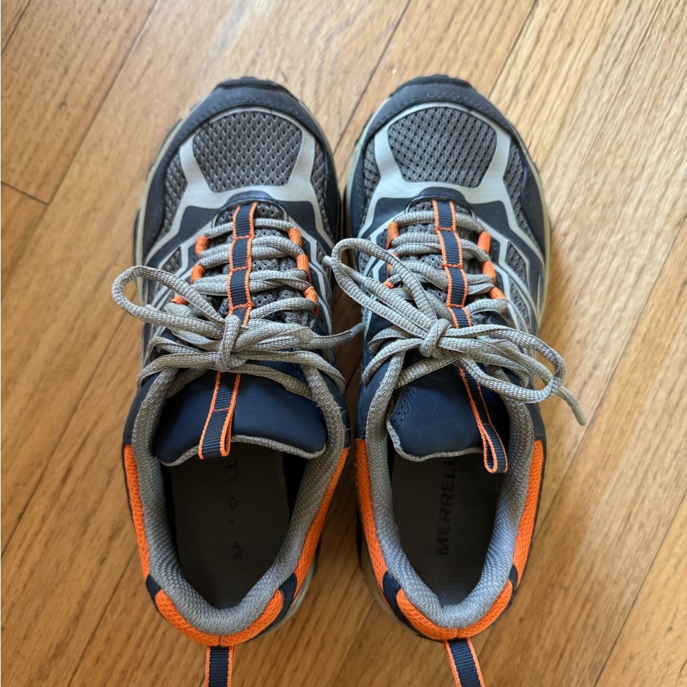 Merrell Gray and Orange Sneakers with Mesh Upper